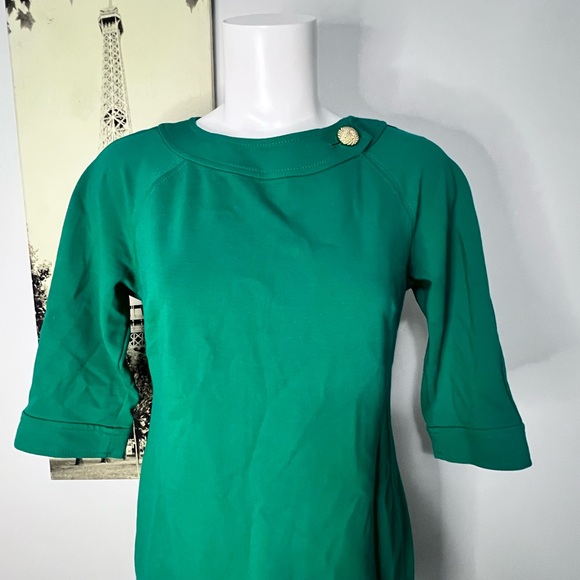 Talbots Tops - Talbots Teal Long Sleeve Top with Gold Button